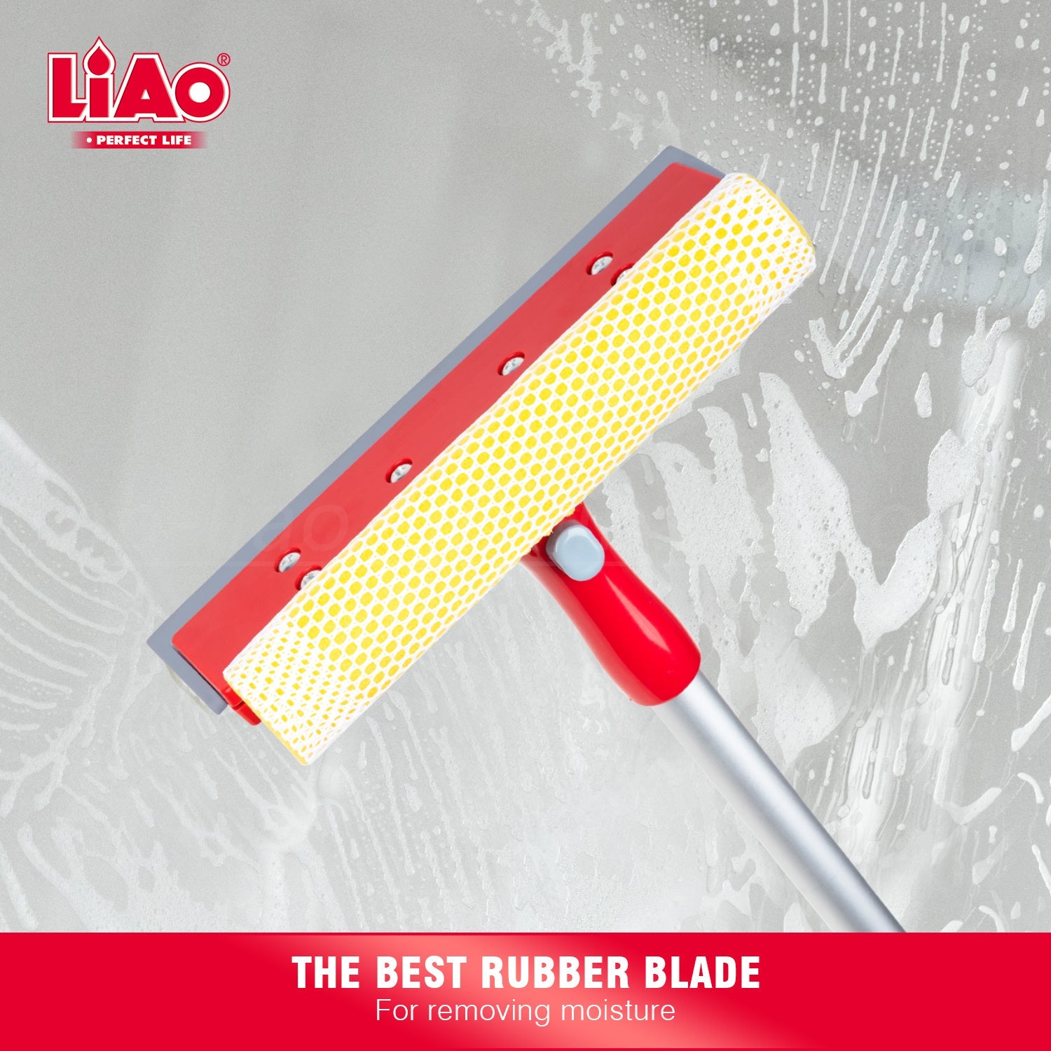 Telescopic 4.2ft Aluminium Pole Sponge + Squeegee Window Cleaner - LiAo