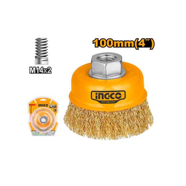 Ingco Cup wire brush with nut 100mm WB11001