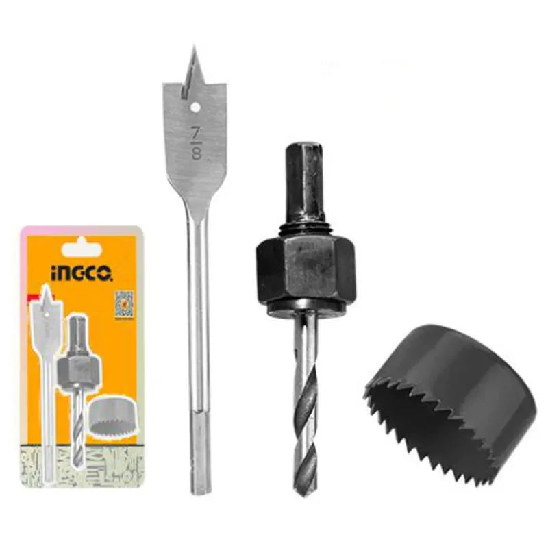 Ingco 3Pcs lock installation hole saw set AKHS302