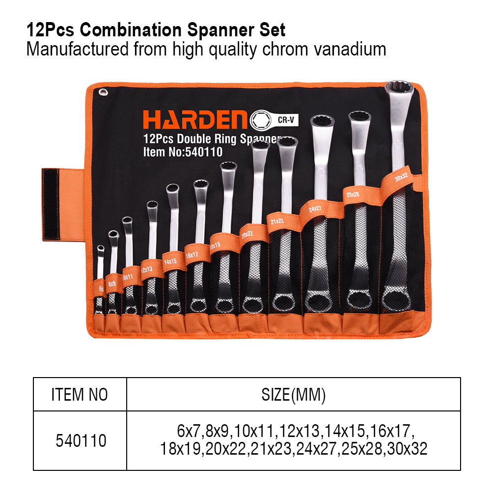 Harden Double End Ring Spanner 6-32mm (12Pc)