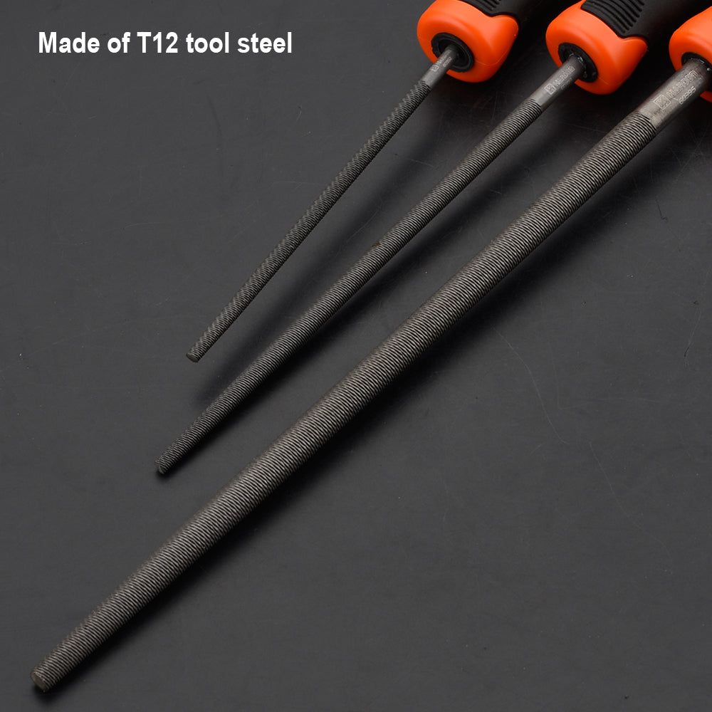 Harden Round second cut file with soft handle 8"