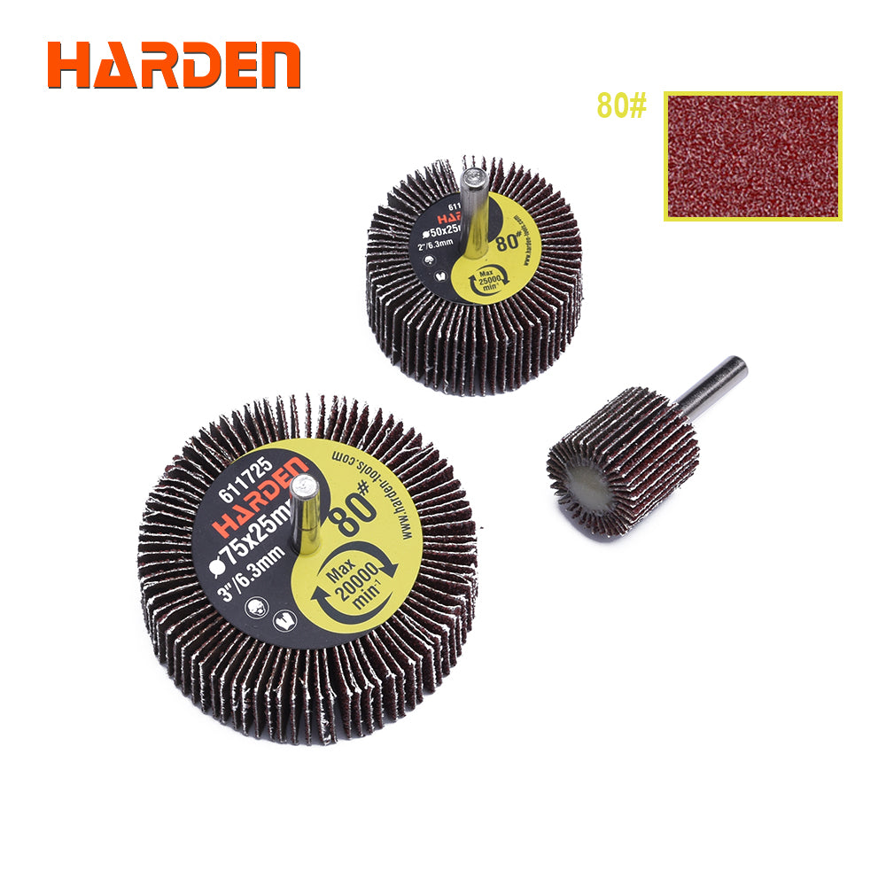 Harden ¢25X25X6.3mmX120# Flap wheel with shaft 611705