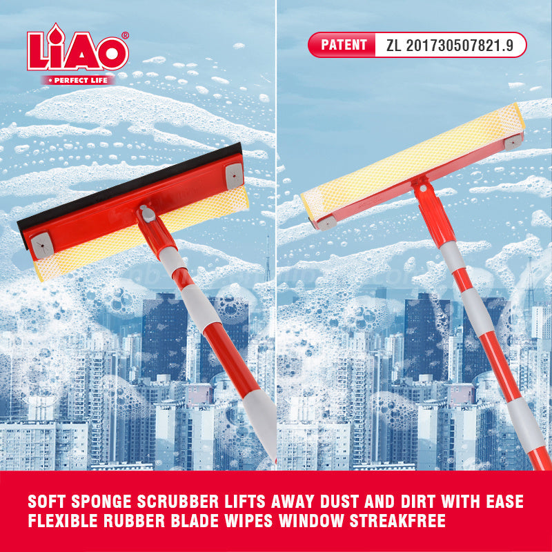 Telescopic Window Cleaner – 6ft Metal Pole with Sponge + Squeegee - LiAo