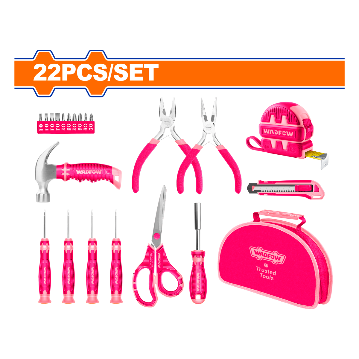 22 pcs pink hand tools set WHS1M22