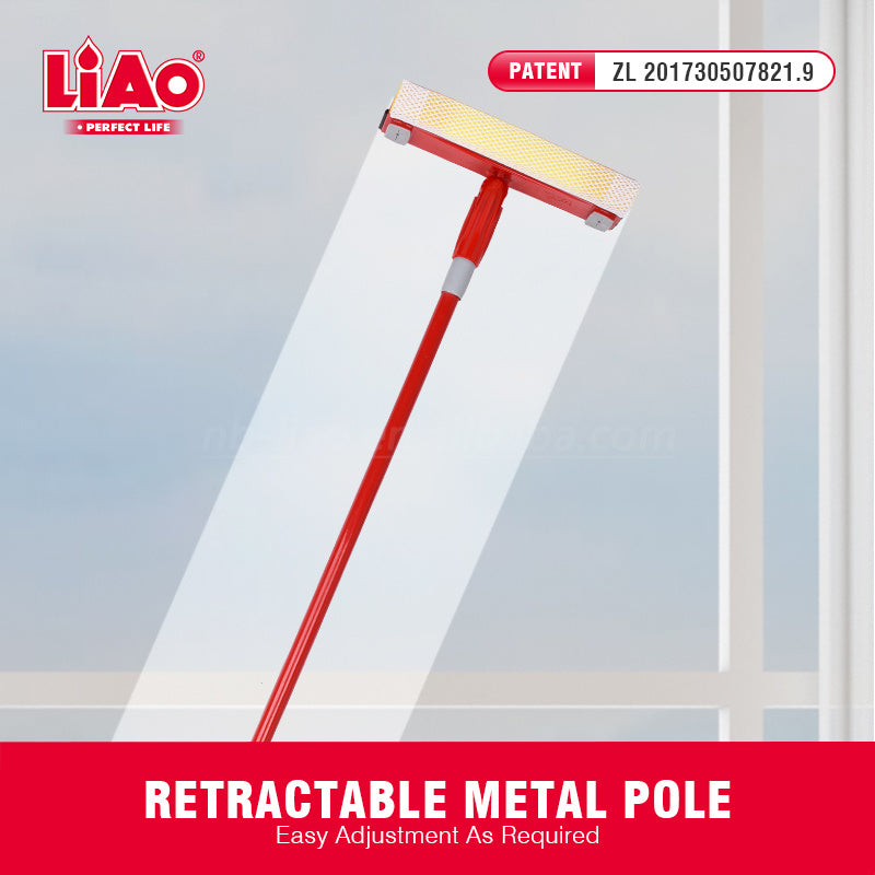 Telescopic Window Cleaner – 4.2ft Steel Pole with Sponge + Squeegee - LiAo