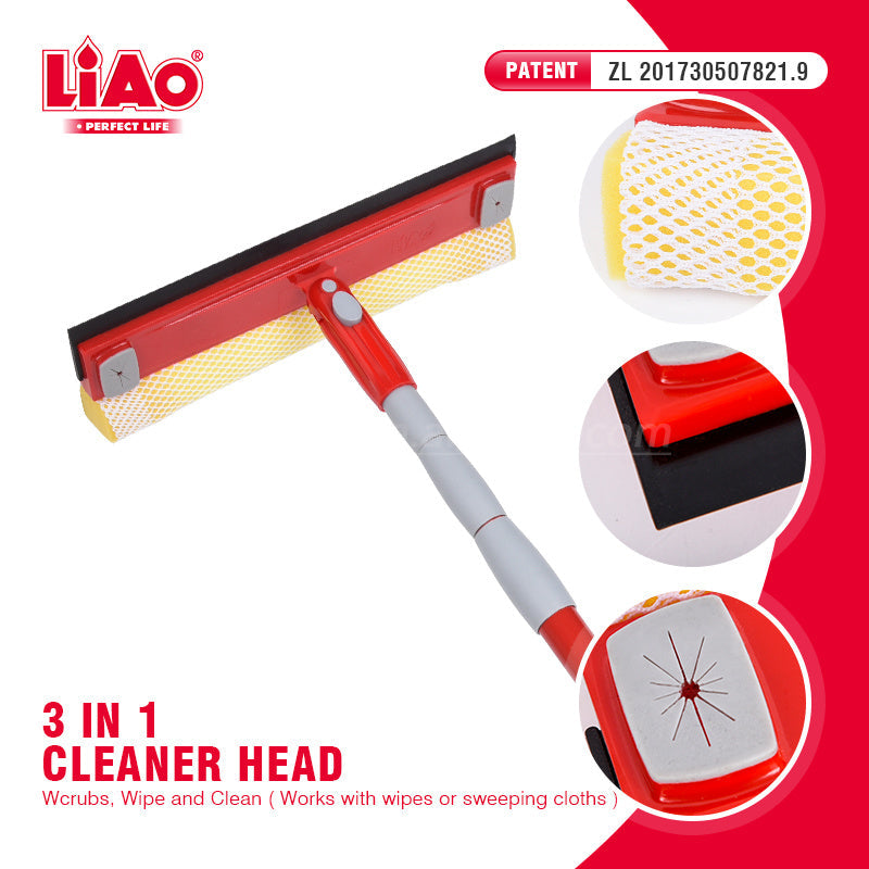 Telescopic Window Cleaner – 6ft Metal Pole with Sponge + Squeegee - LiAo