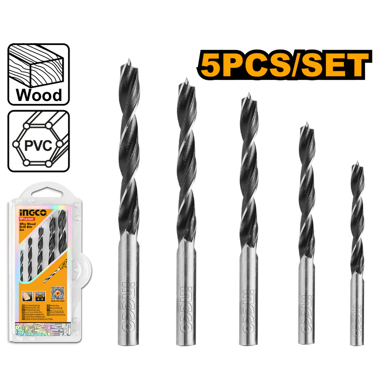 Ingco 5 Pcs wood drill bits set AKDB5055