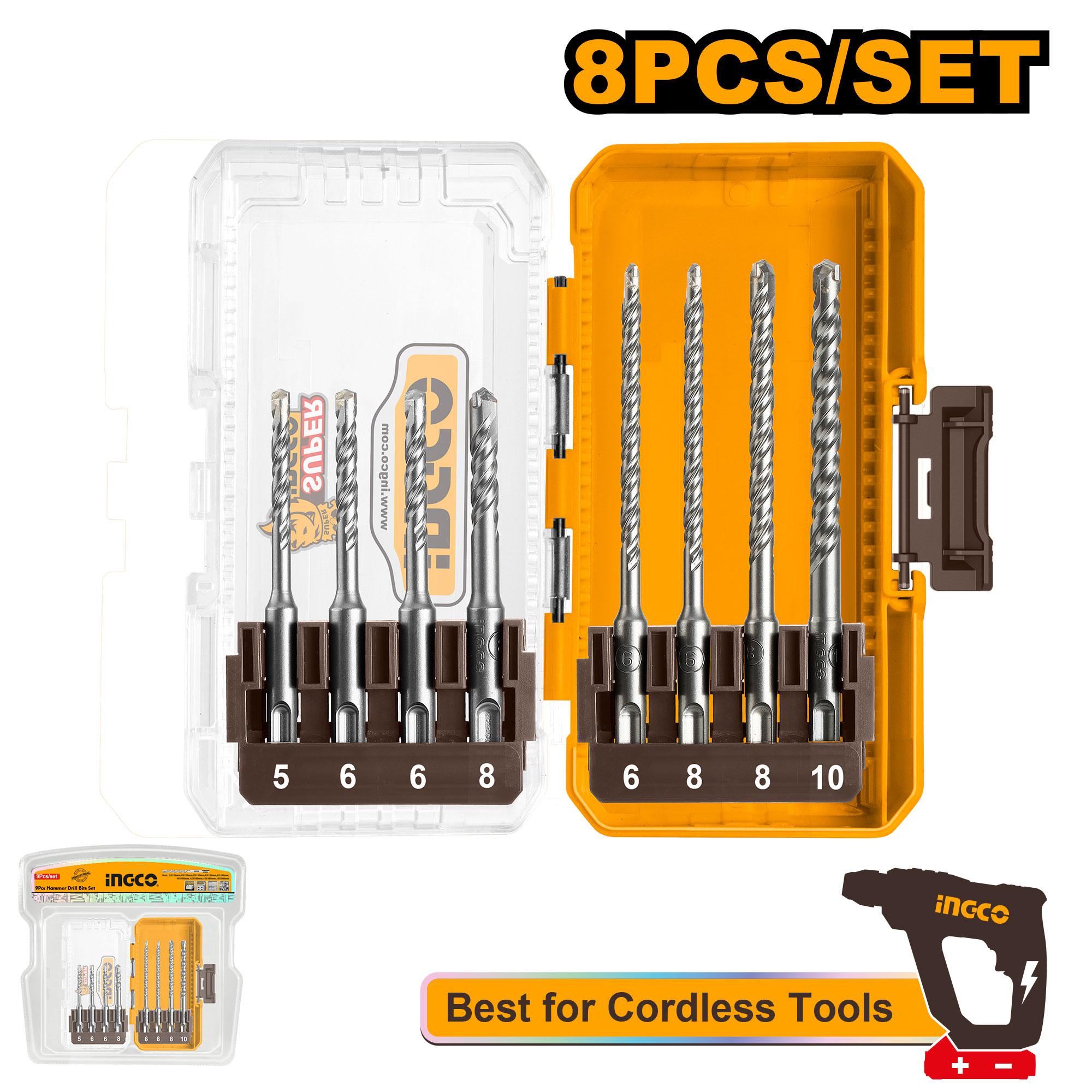 Ingco 8 Pcs SDS plus hammer drill bits set AKDL11806