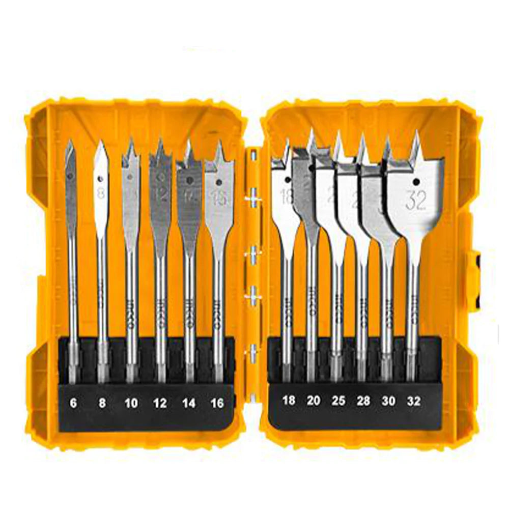 Ingco 12 Pcs flat wood drill bits set AKDL1206