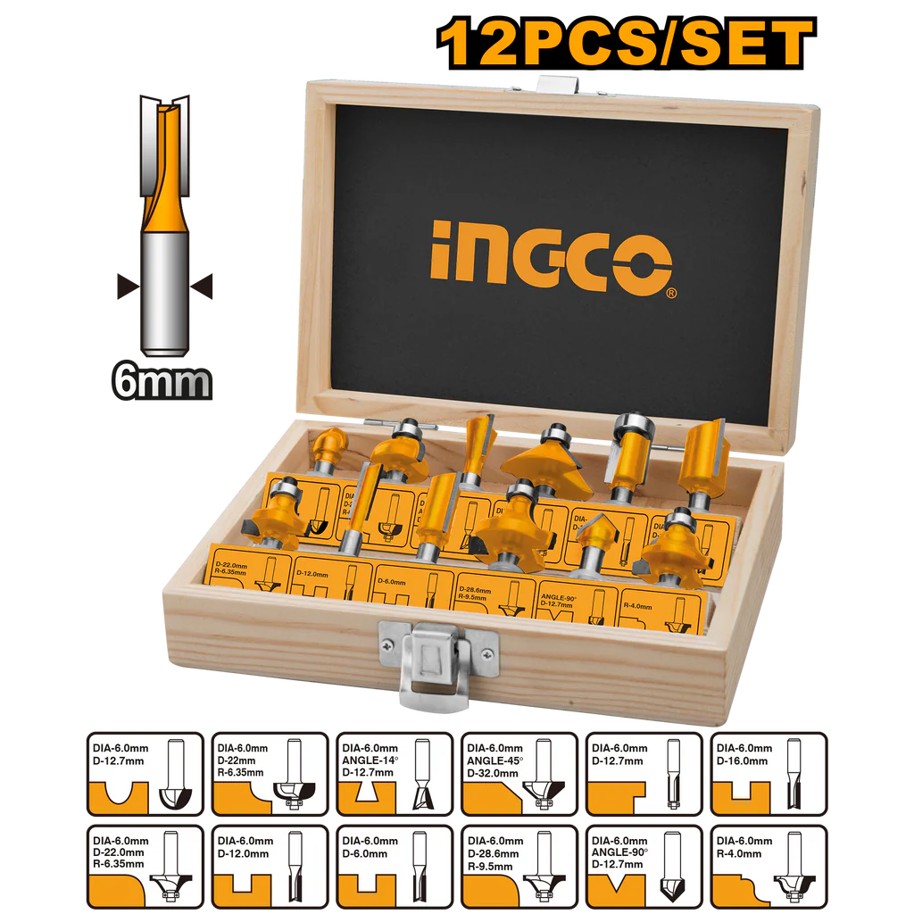 Ingco 12 Pcs router bits set AKRT1201