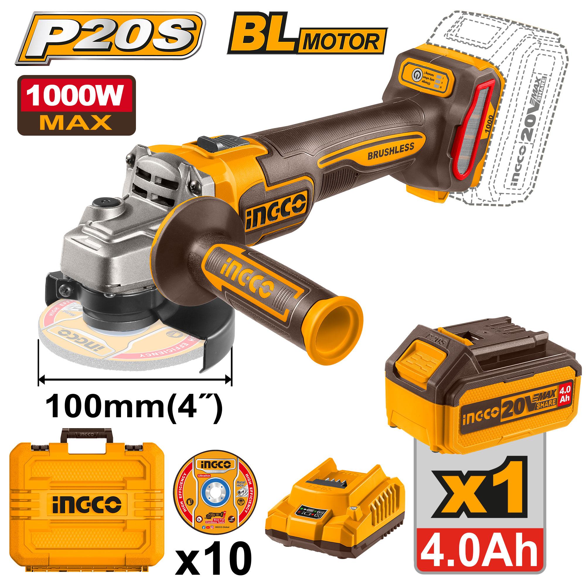 Ingco Cordless angle grinder 20v CAGLI271031