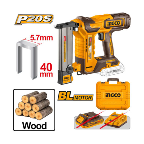 Ingco Cordless Crown Stapler Nailer 20v CCSNLI6005