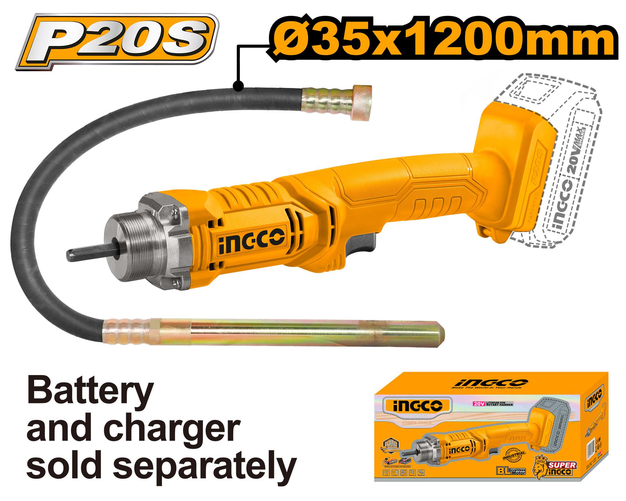 Ingco Cordless concrete vibrator 20v CCVLI202301