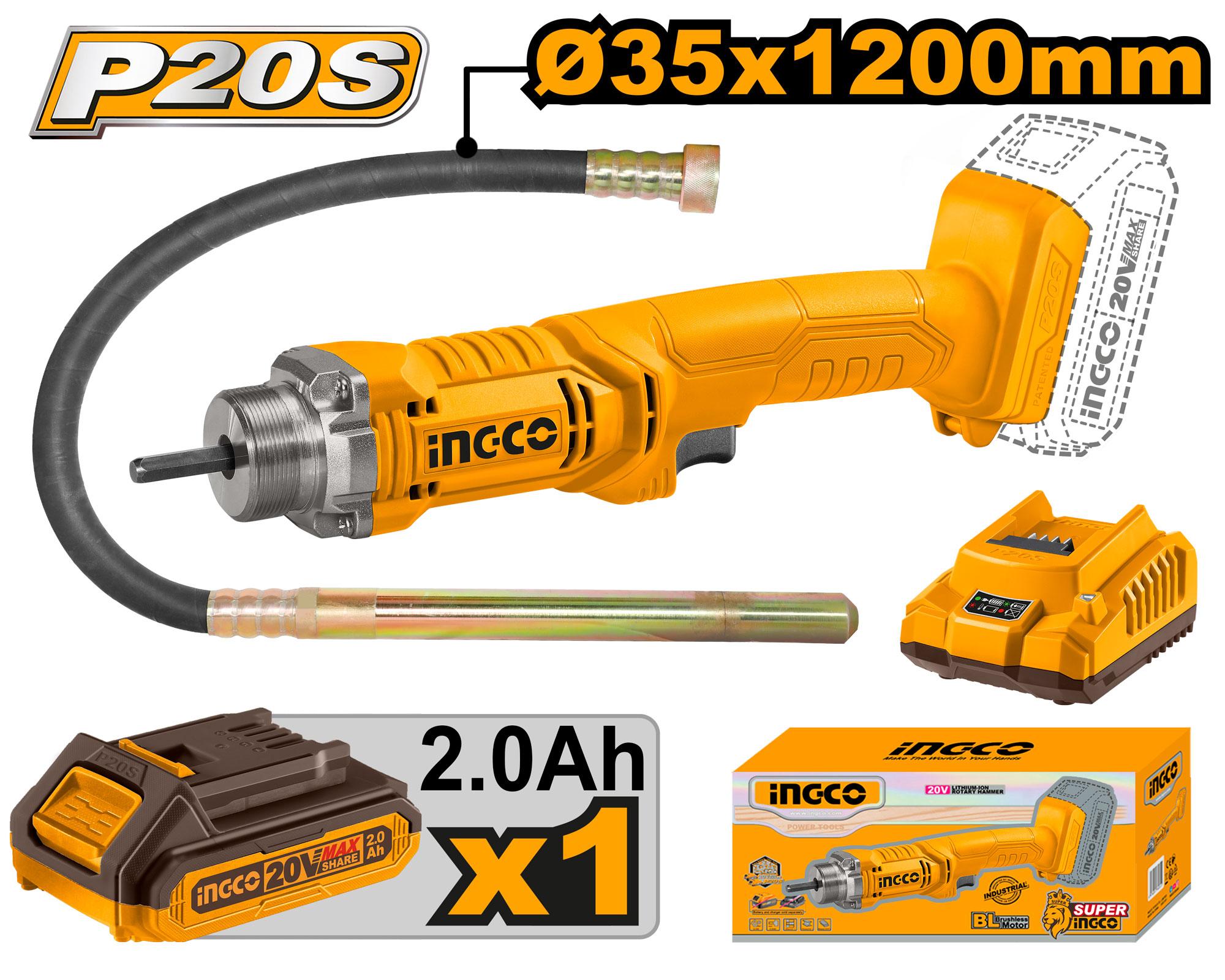 Ingco Cordless concrete vibrator 20v CCVLI2023011