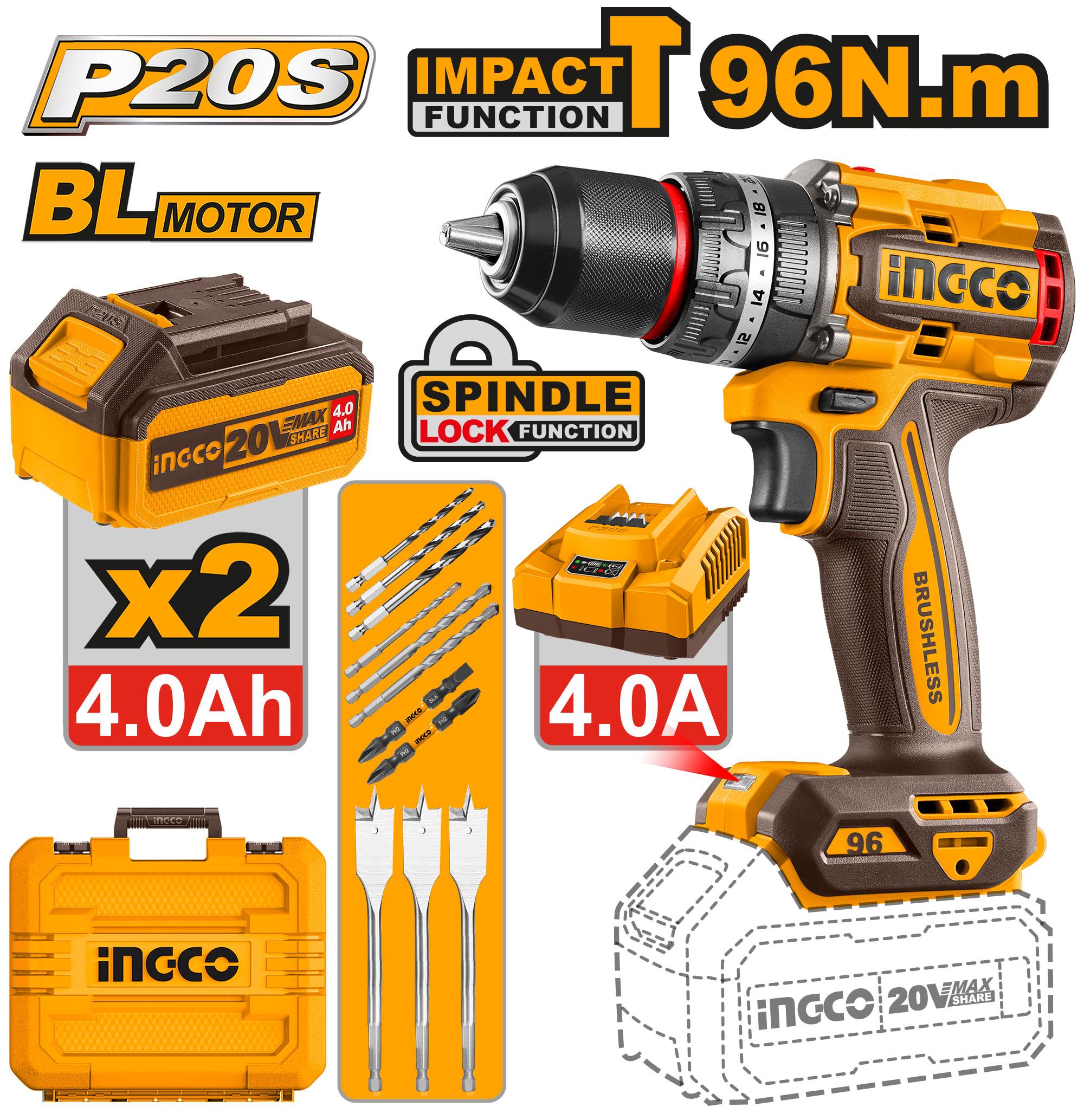 Ingco Brushless cordless impact drill 20v CIDLI20968