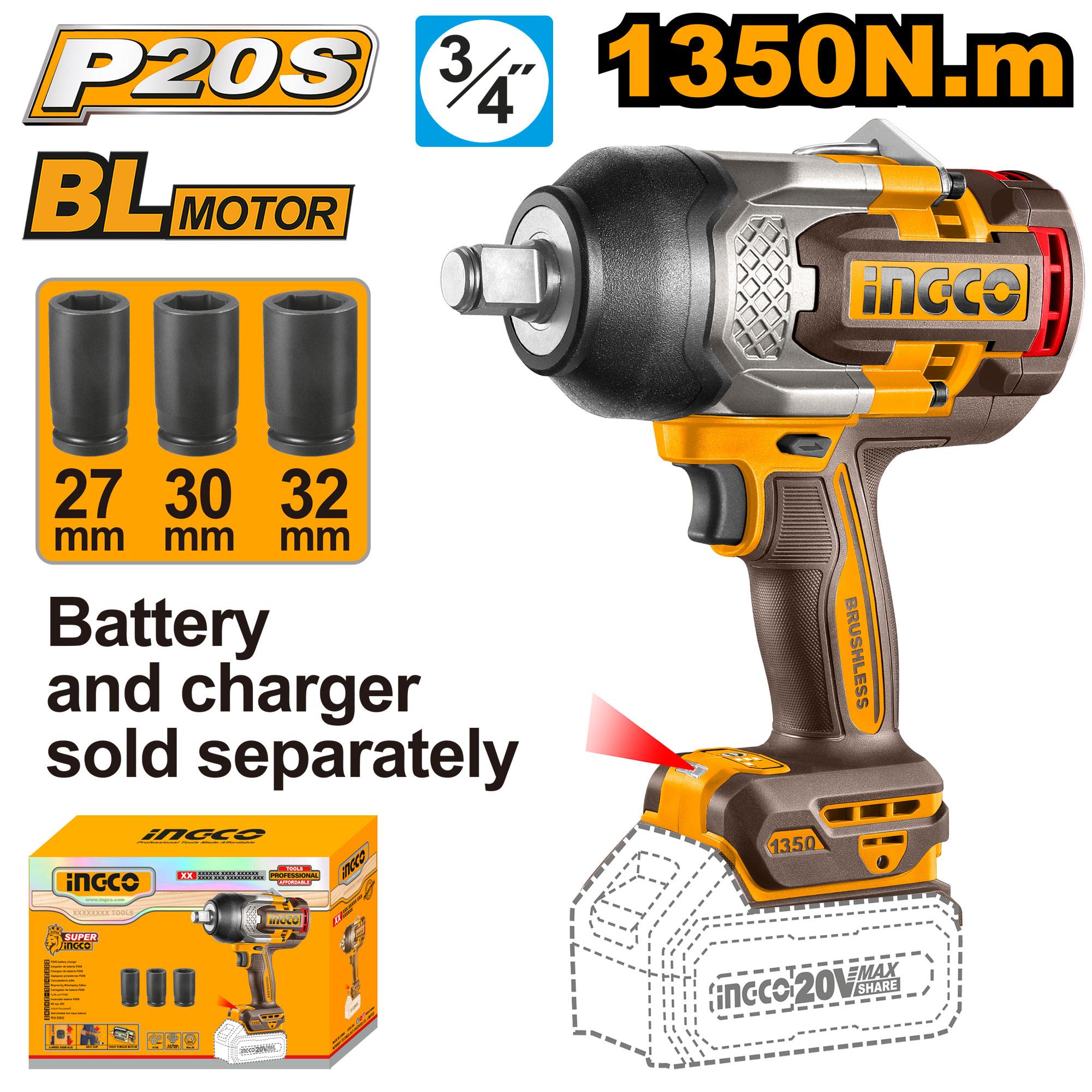 Ingco Cordless impact wrench 20v CIWLI201351