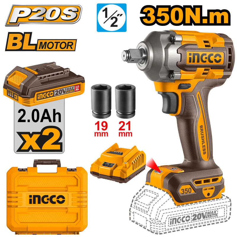 Ingco Cordless impact wrench 20v CIWLI2035