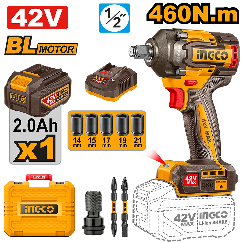 INGCO Cordless Impact Wrench CIWLI42461