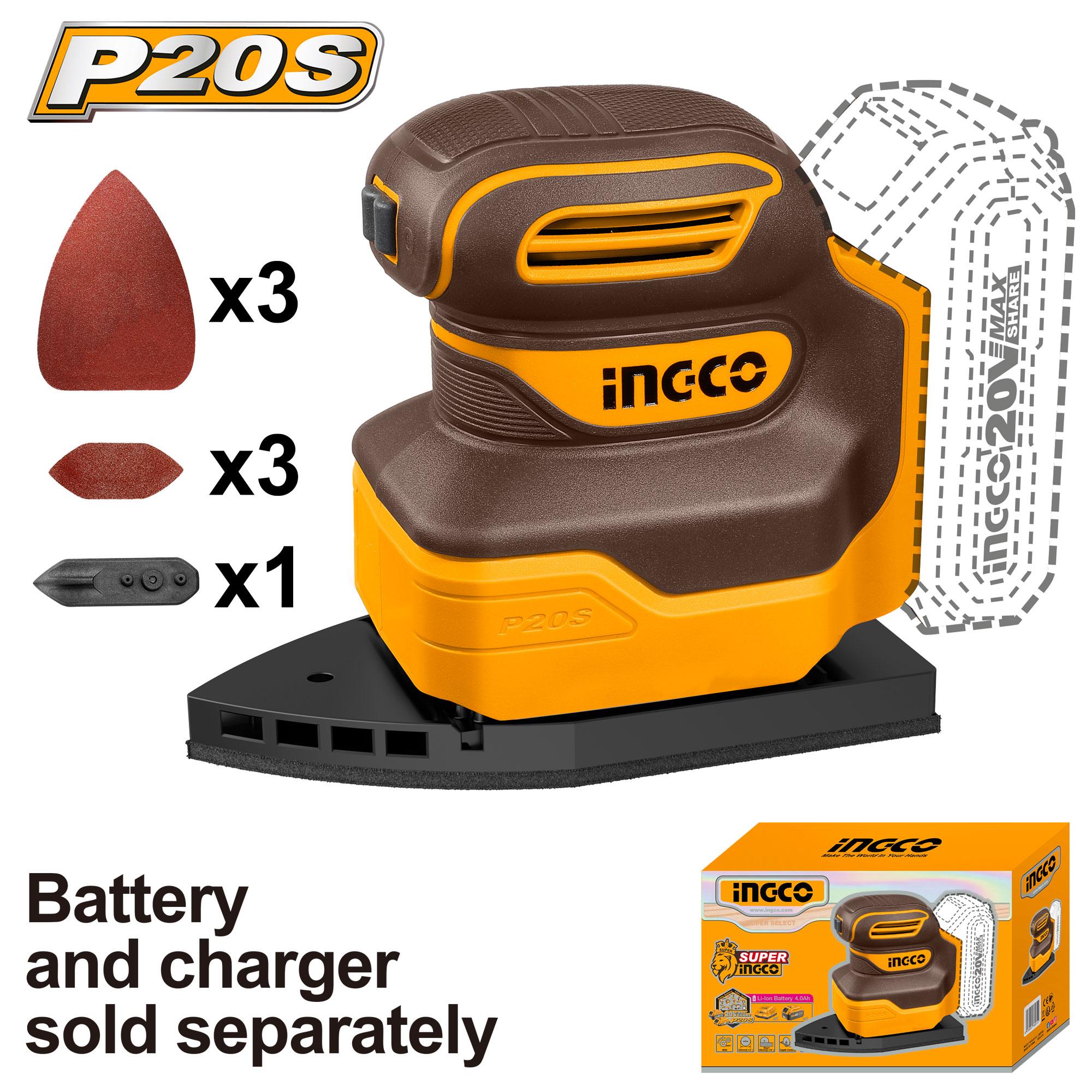 Ingco Cordless palm sander 20v CPSLI2014