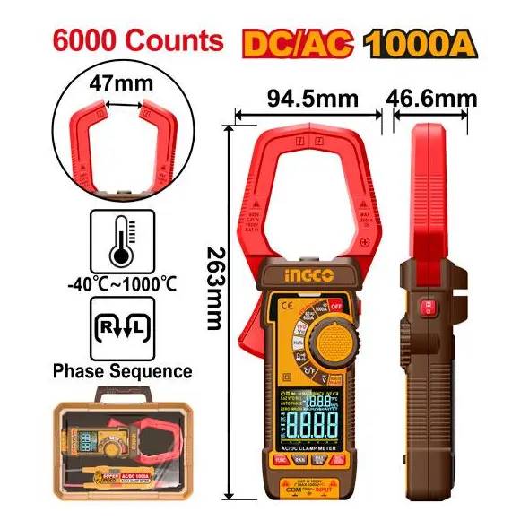 Ingco DC/AC clamp meter 6000 counts DCM610002