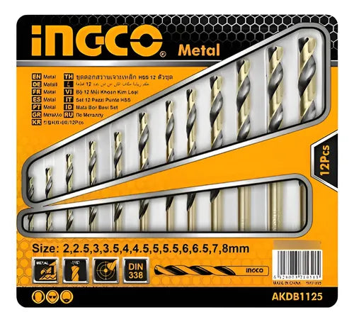 Ingco 12 Pcs HSS twist drill bits set AKDB1125