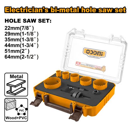 Ingco 9 Pcs Electrician's bi- metal hole saw set AKH0092