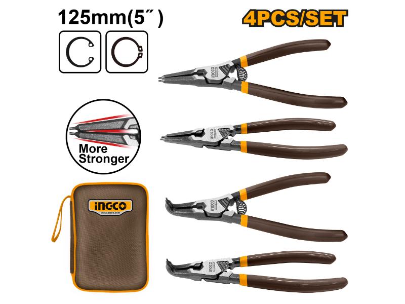 Ingco 4 Pcs circlip pliers set 125mm HCCPS26125