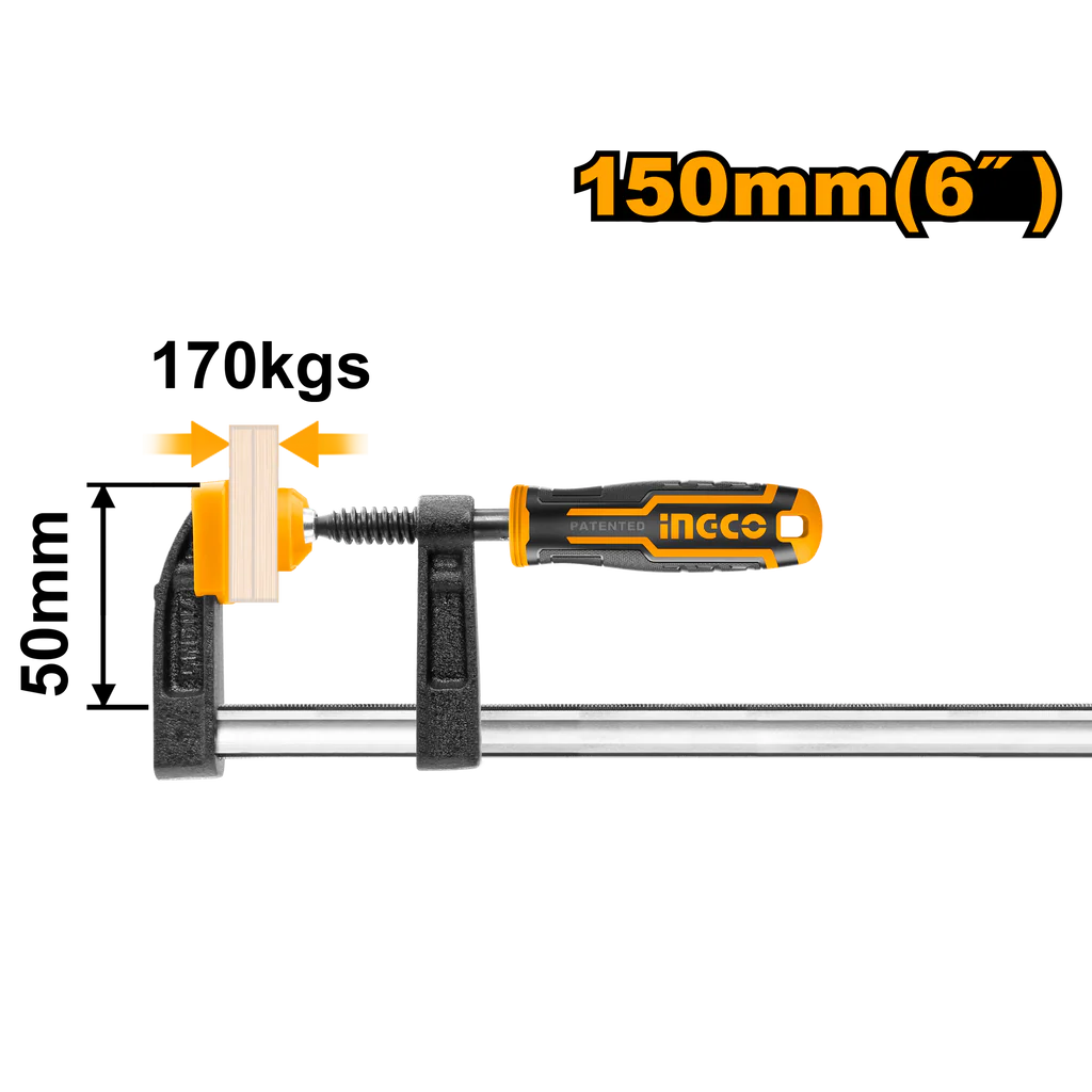 Ingco F clamp with plastic handle 50*150mm HFC020501