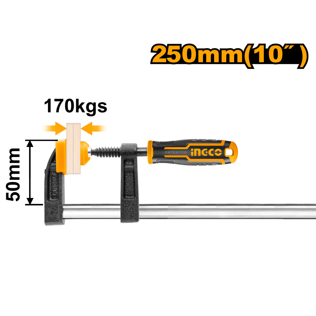 Ingco F clamp with plastic handle 50*250mm HFC020503
