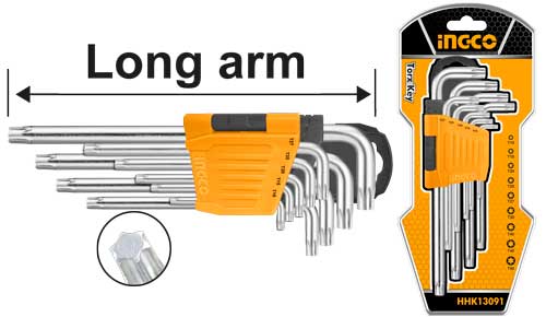 Ingco Torx key LONG ARM 9PCS HHK13091