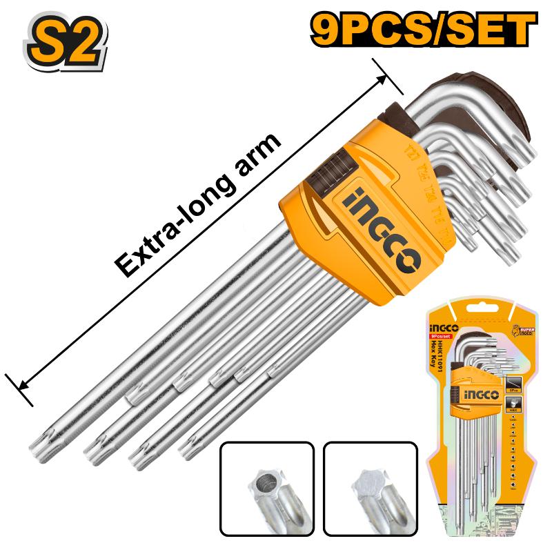 Ingco Torx key EXTRA LONGARM 9PCS HHK13092