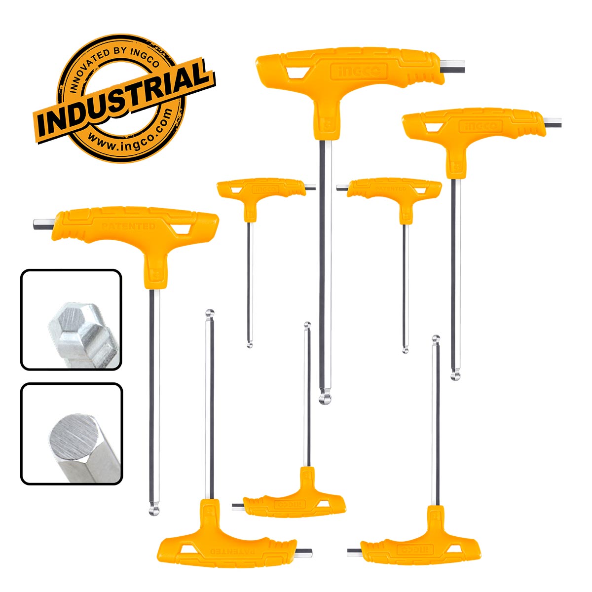 Ingco 8 Pcs T-handle ball point hex wrench set HHKT80828