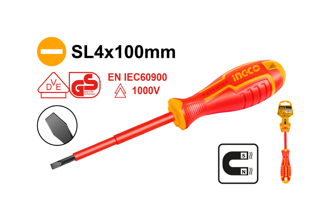 Ingco Insulated screwdriver SL4*100MM HISD814100
