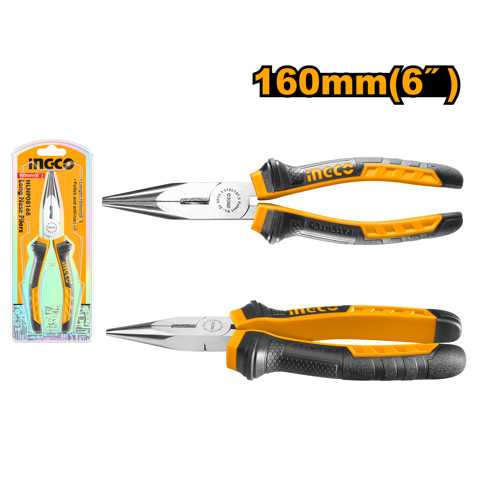 Ingco Long nose pliers 160mm HLNP08168