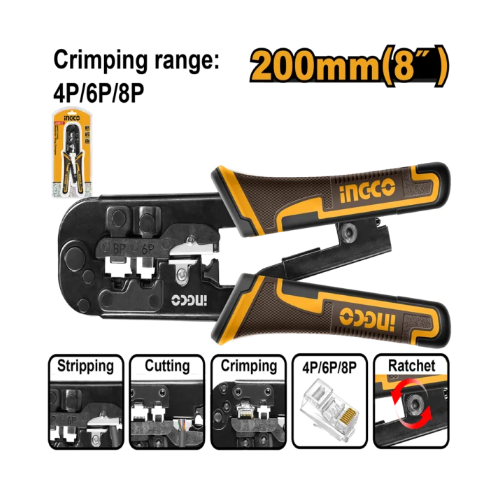 Ingco Modular plug crimper labor saving rachet HMPCN2468R