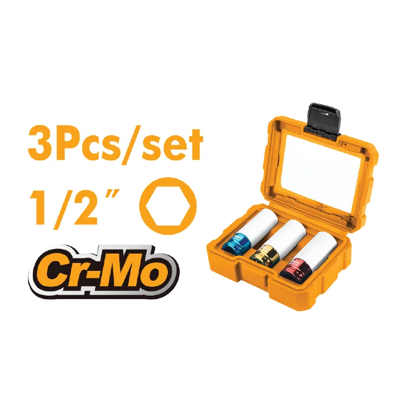 Ingco 3 Pcs 1/2" non- marring lug nut socket set HNMLNS031