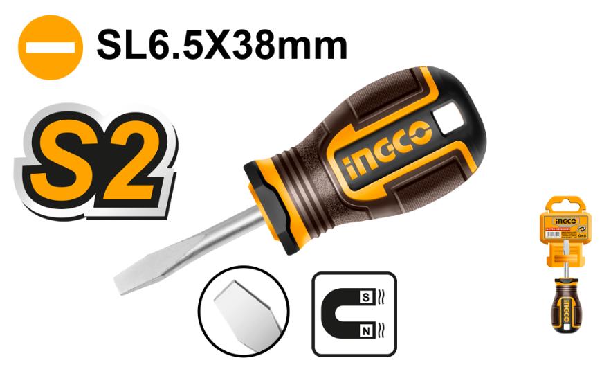 Ingco Slotted screwdriver SL6.5/38MM HSDSL6038