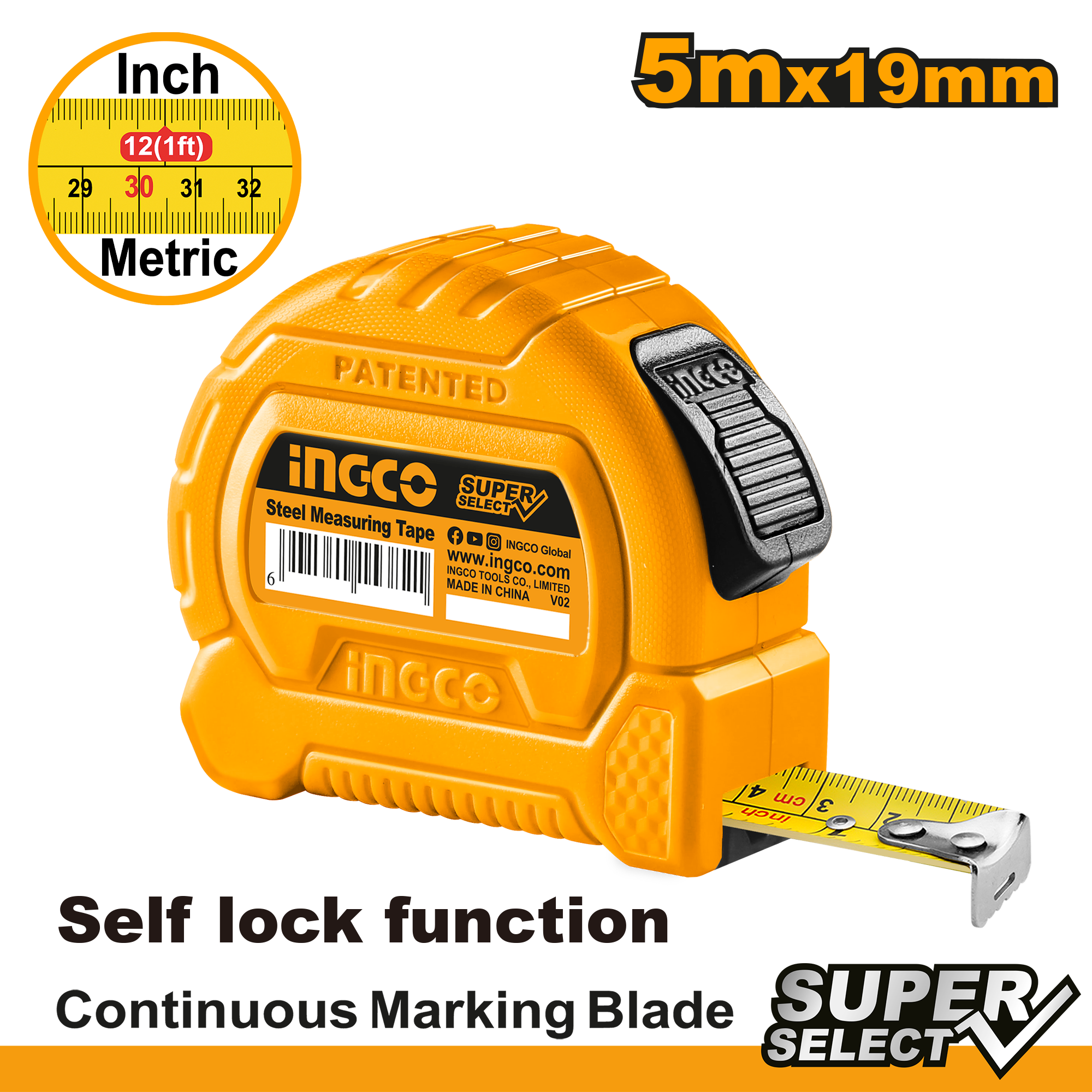 Ingco Steel measuring tape 5*19mm HSMT27519