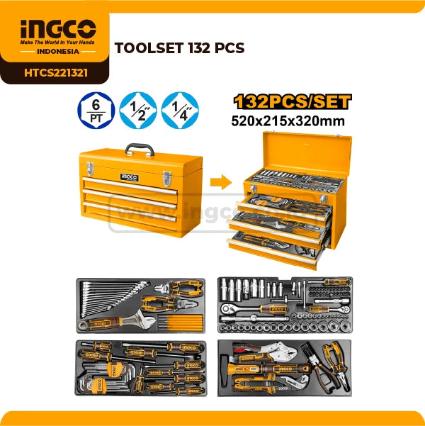 Ingco 132 Pcs tool chest set  HTCS221321