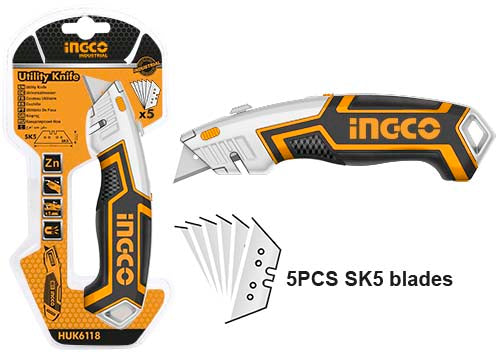 Ingco Utility knife 5pcs HUK6118