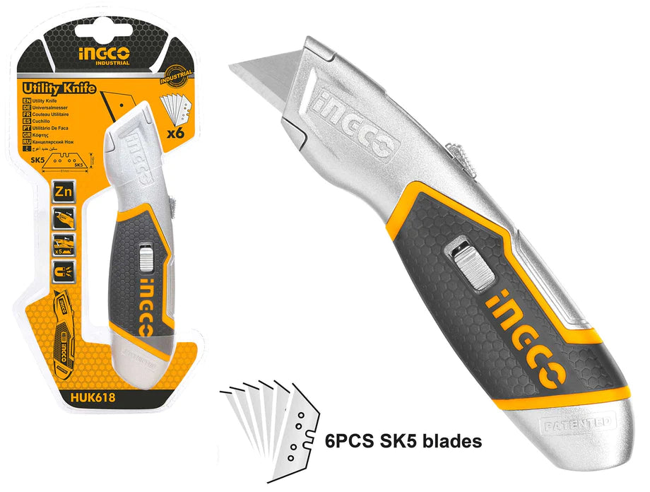 Ingco Utility knife 6pcs zinc HUK618