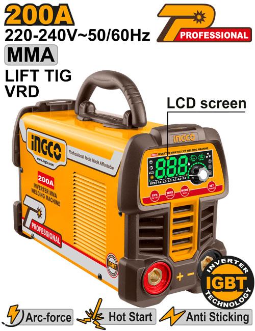 Ingco Inverter MMA/TIG Lift welding machine 79v ING-MMA200691