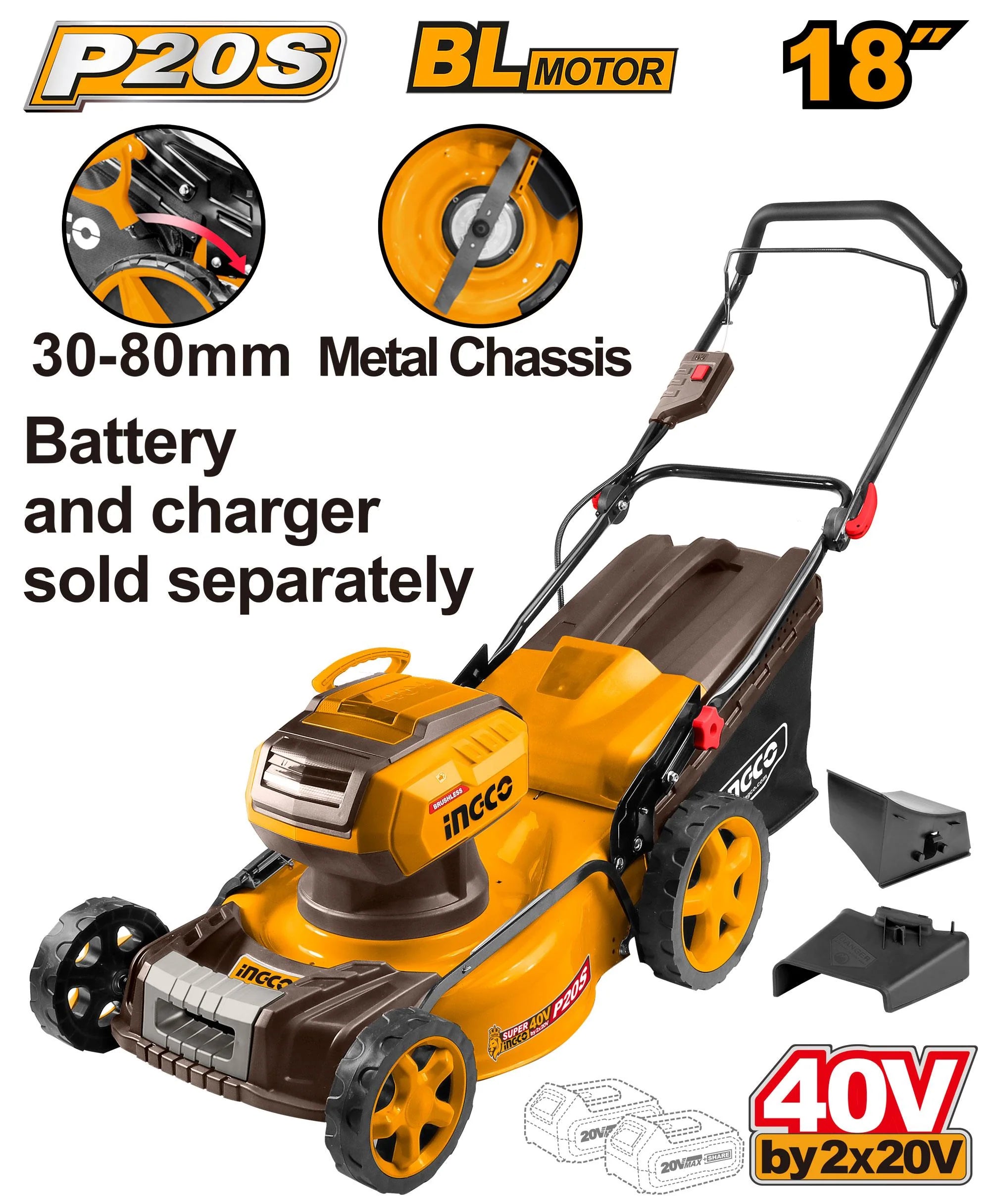 Ingco Cordless lawn mower 20V LMLI20185