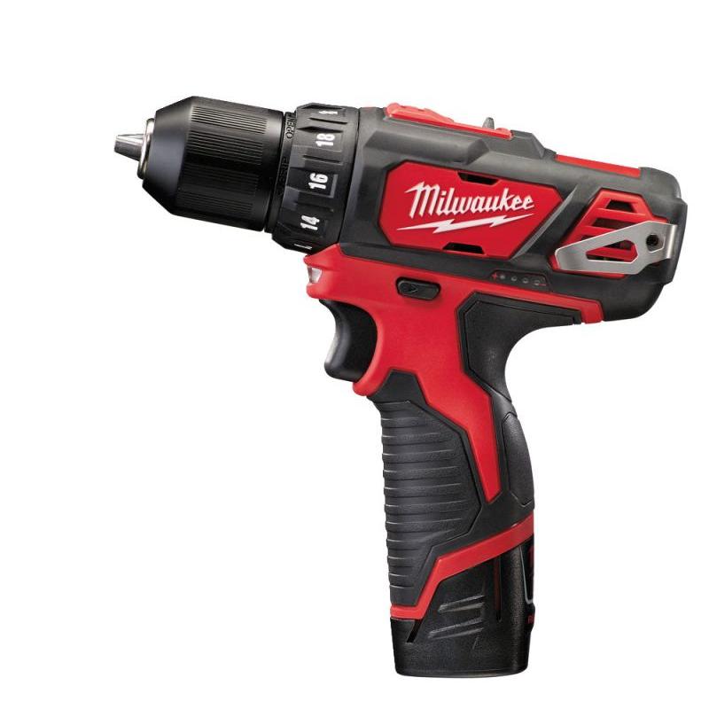 Milwaukee Cordless Drill/ Driver 10mm Keyless Chuck 12v +2Battery M12BDD‐202C