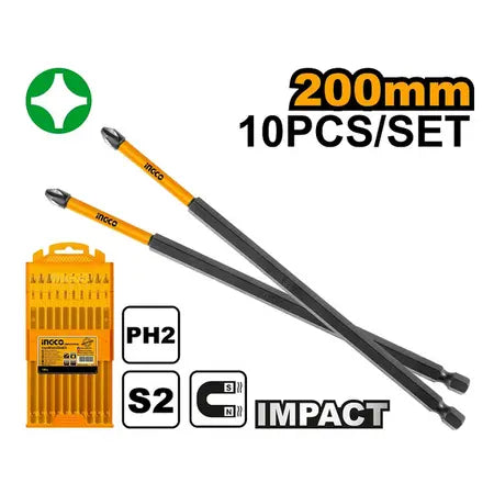Ingco Impact screwdriver bits ph2*200mm 10 pcs SDBIM11PH285