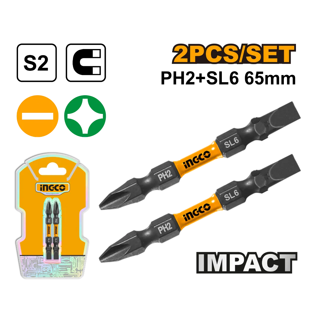 Ingco Impact screwdriver bits 65mm 2pcs sl6 SDBIM72HL665