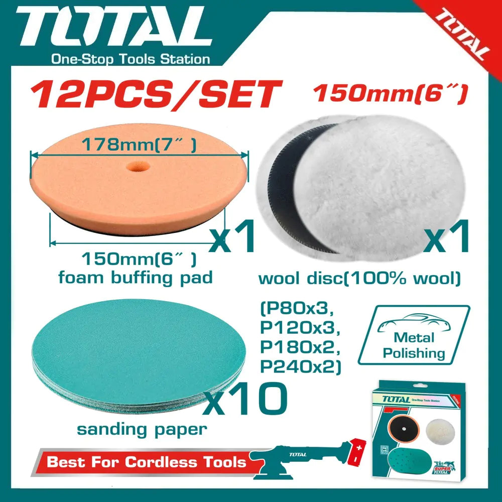 Total 12pcs Polishing and grinding set 150mm TAC15012
