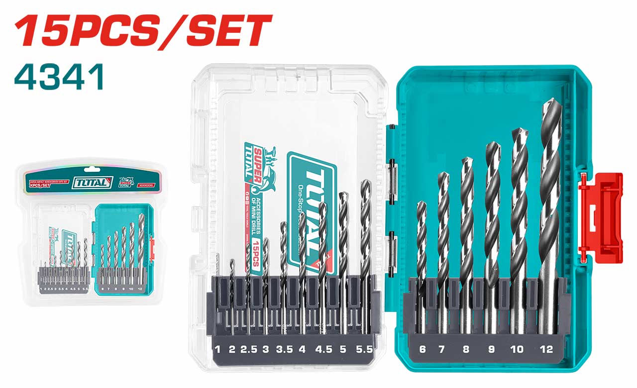 Total 15pcs 4341 HSS drill bits set TACSDL51506