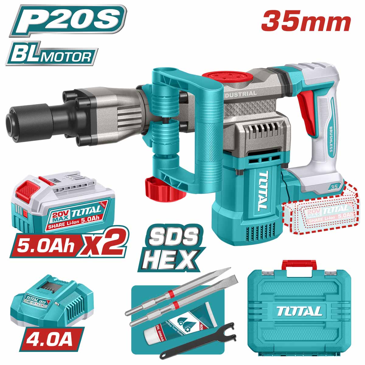 Total Cordless demolition breaker TDBLI203582