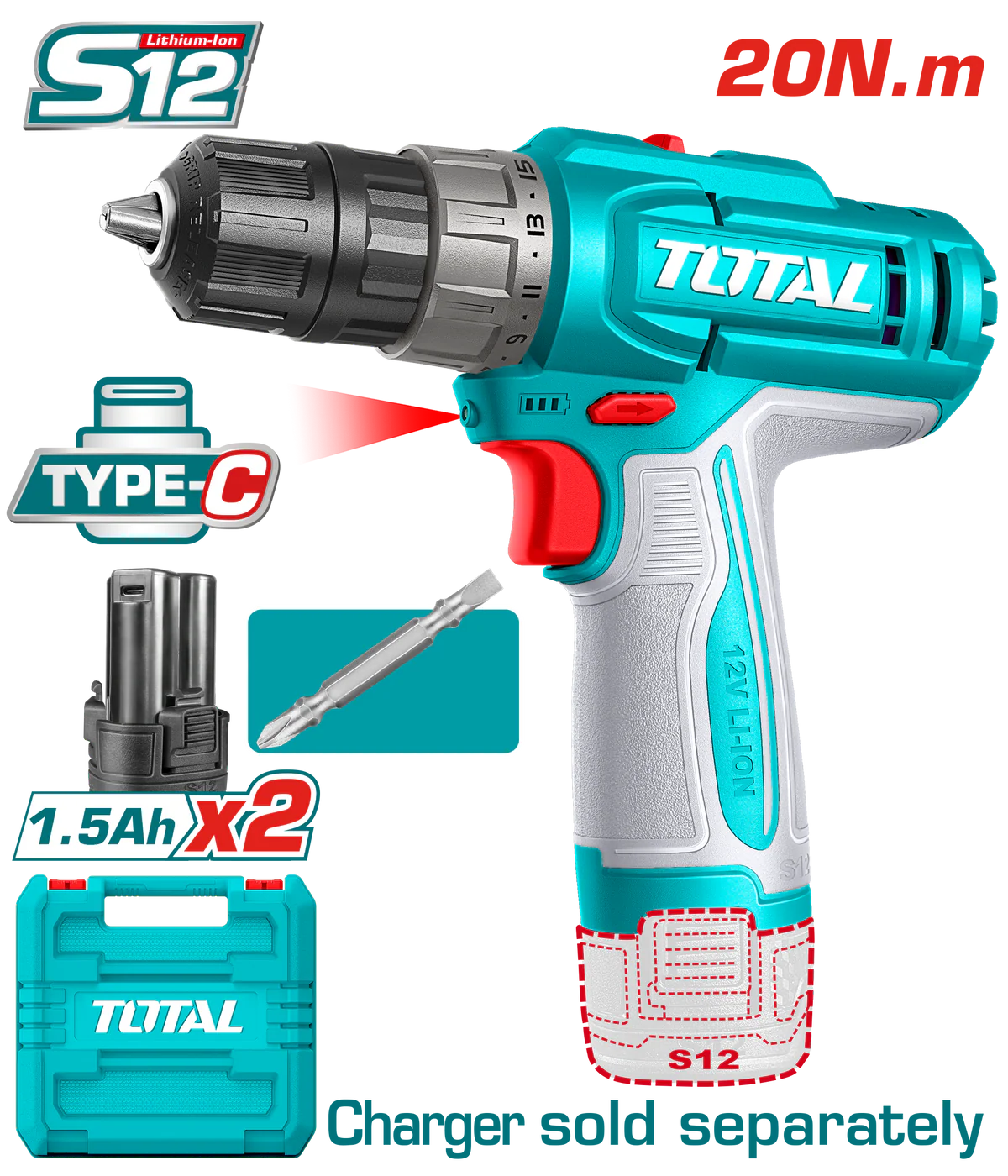 Total Cordless drill TDLI12206